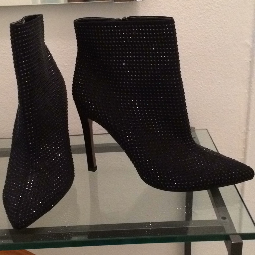 Embellished Black Booties